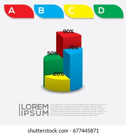 Creative vector colorful 3D pie chart can be used for work flow layout, diagram, annual report, web design. 