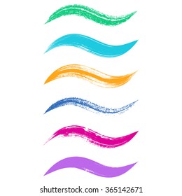 Creative vector colorful brush strokes collection on white
