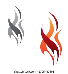 Creative, vector concept design flame tribal icon minimalist isolated on the white background. Flaming fire shape sign symbol. Vector illustration EPS.8 EPS.10