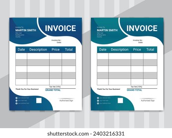 Plantilla de diseño de facturas empresariales de vectores creativos