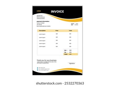 Creative Vector Corporate Business Invoice Design  Professional payment agreement layout, corporate bill  receipt and invoices for customer vector set 