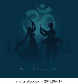 creative vector of couple playing garba at Navratri festival 