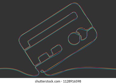 Creative vector credit card. One line style illustration