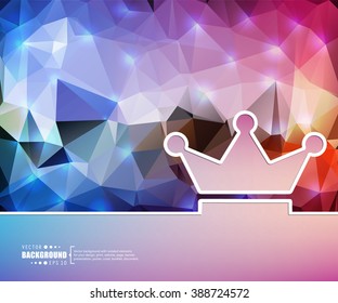 Creative vector crown. Art illustration template background. For presentation, layout, brochure, logo, page, print, banner, poster, cover, booklet, business infographic, wallpaper, sign, flyer.