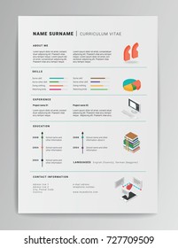 Creative Vector CV Template With Isometric Icons 