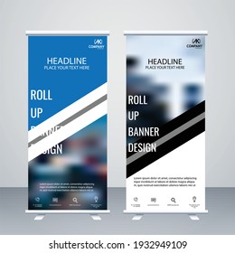 Creative Vector dark blue and black colour roll up banner design