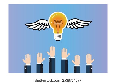 Creative vector design of a businessman holding a lightbulb for leadership development
