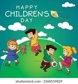 Creative Vector Design for Celebrate in World Childrens day in October first and Happy Childrens Day
