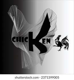 A creative vector design of a chicken suitable as a trademark or logo