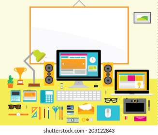 Creative Vector Design Elements for Business Office Workplace