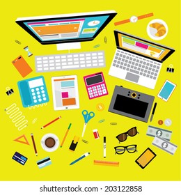 Creative Vector Design Elements for Business Office Workplace