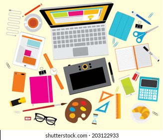 Creative Vector Design Elements for Business Office Workplace
