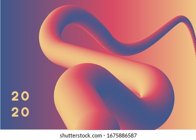 Creative vector design illustration template with  3d flow shapes. Gradient background with red, orange colors