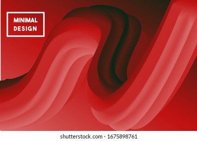 Creative vector design illustration template with  3d flow shapes. Gradient background with red colors