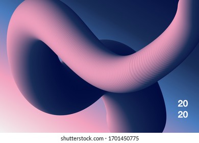Creative vector design illustration template with  3d flow shapes. Gradient background with pastel colors