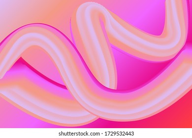 Plantilla de ilustración de diseño vectorial creativa con formas de flujo 3d. Fondo degradado con colores rosados