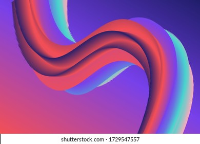 Creative vector design illustration template with  3d flow shapes. Gradient background with purple, pink colors