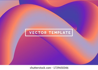 Creative vector design illustration template with  3d flow shapes. Gradient background with orange, purple colors