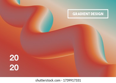 Creative vector design illustration template with  3d flow shapes. Gradient background with blue, red colors