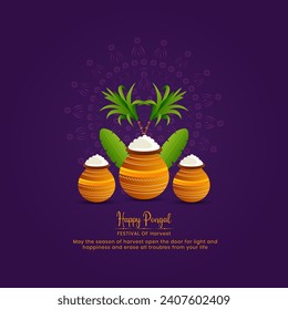 Kreatives Vektordesign für das indische Festival Happy Pongal Celebration mit Mandala Hintergrund