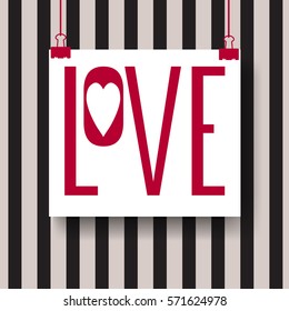 Creative vector design layout with lettering - love. Handwritten modern poster. 