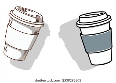 Creative vector designs of two paper coffee mugs, Fun and playful designs of two paper coffee mugs vector