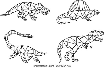 
Creative vector dinosaur geometric sketching design pattern