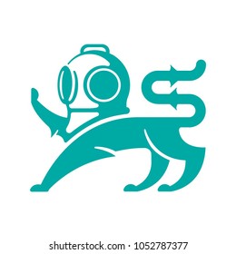 creative vector diving helmet lion logo