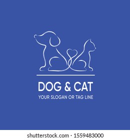 Creative vector dog and cat logo design template