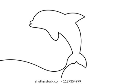 Creative vector Dolphin. One line style illustration