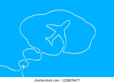 Creative vector Dream airplane. One line style illustration