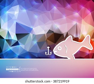 Creative vector fishing. Art illustration template background. For presentation, layout, brochure, logo, page, print, banner, poster, cover, booklet, business infographic, wallpaper, sign, flyer.