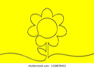 Creative vector flower. One line style illustration