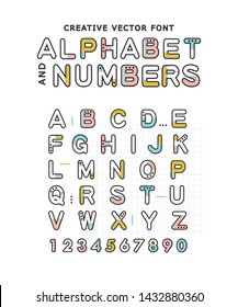 Creative vector font. Alphabet and numbers.Modern style.