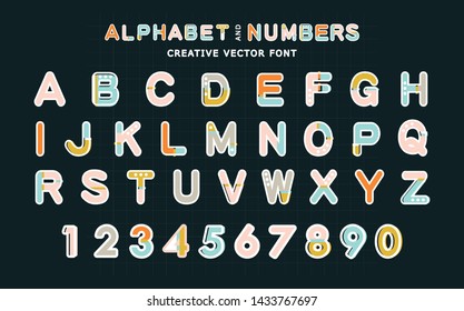 Creative vector font. Alphabet and numbers.Modern style.
