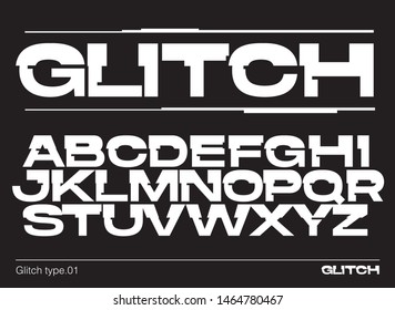Creative vector  font with glitch effect. Decorative noise type