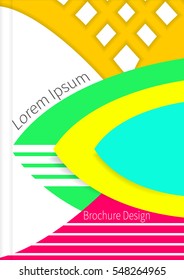Creative vector green, blue, red, yellow and white business brochure. Geometric pattern. Cover design template. A4. EPS 10.
