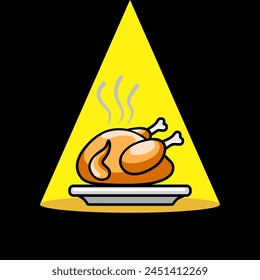 creative vector of grilled chicken on a plate with a spotlight, suitable use for symbol, icon or element design on menu or restaurant