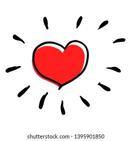 Creative vector hand drawn heart illustration in childish style.