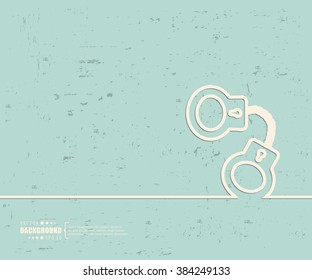 Creative vector handcuffs. Art illustration template background. For presentation, layout, brochure, logo, page, print, banner, poster, cover, booklet, business infographic, wallpaper, sign, flyer.