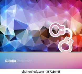Creative vector handcuffs. Art illustration template background. For presentation, layout, brochure, logo, page, print, banner, poster, cover, booklet, business infographic, wallpaper, sign, flyer.