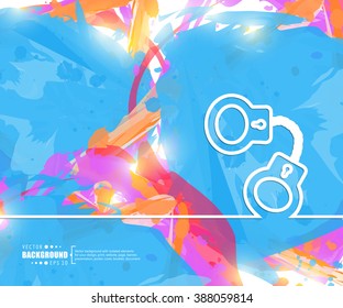 Creative vector handcuffs. Art illustration template background. For presentation, layout, brochure, logo, page, print, banner, poster, cover, booklet, business infographic, wallpaper, sign, flyer.