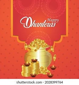 Creative vector happy dhanteras celebration card