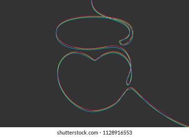 Creative vector Heart angel. One line style illustration