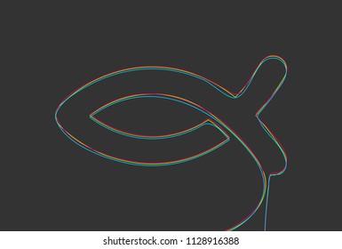 Creative vector Ichthys. One line style illustration