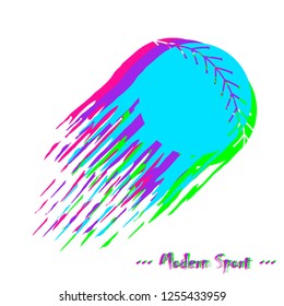 Creative vector icon with softball design and glitch effect. Illustration with modern colors.