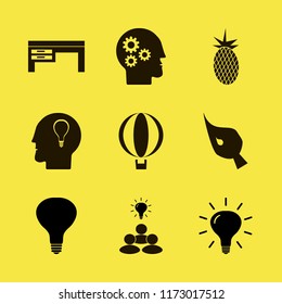 creative vector icons set. with brush, bulb, balloon and gear head in set