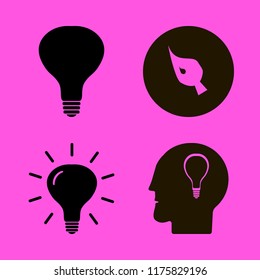 creative vector icons set. with bulb head, bulb and brush in set