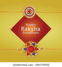 Creative vector illusration of happy raksha bandhan celebration greeting card with creative rakhi