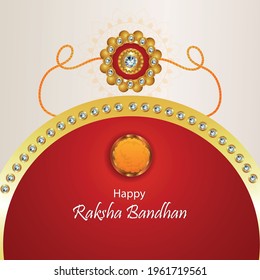 Creative vector illusration of happy raksha bandhan celebration greeting card with creative rakhi